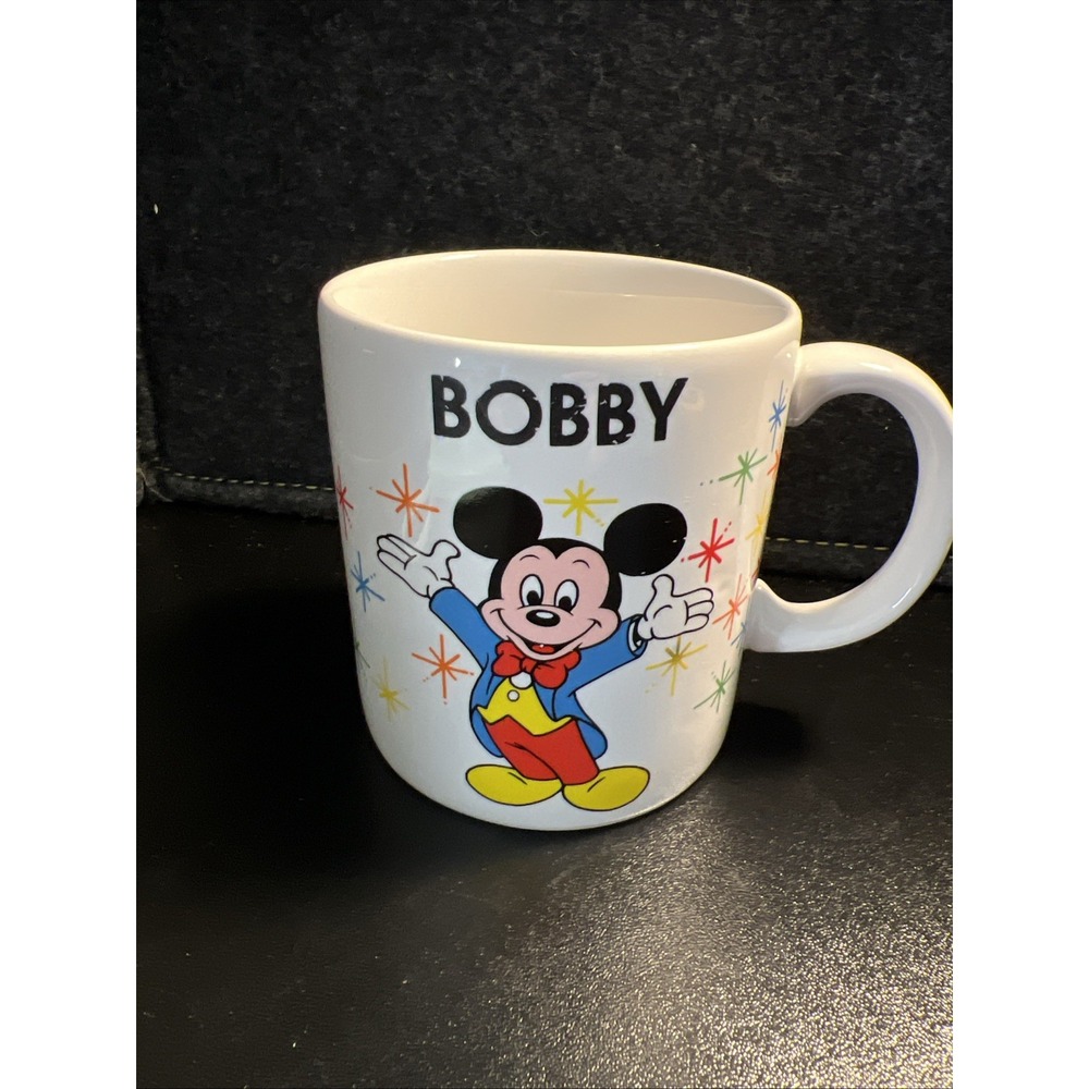 Vintage Disney World Mickey Mouse Epcot Magic Kingdom Coffee Mug Name BOBBY